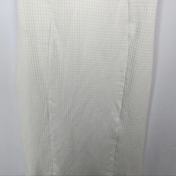 ZARA Textured Weave Sheath Midi Dress Ruffle Off The Shoulder Bridal Wedding M - Picture 9 of 10